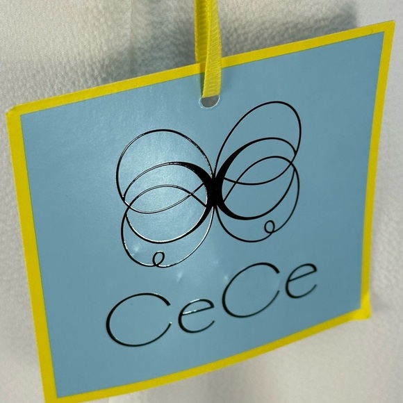 CeCe 3/4 Sheer 3D Flower Sleeve Mini Dress - Ivory - size Medium - Picture 10 of 11